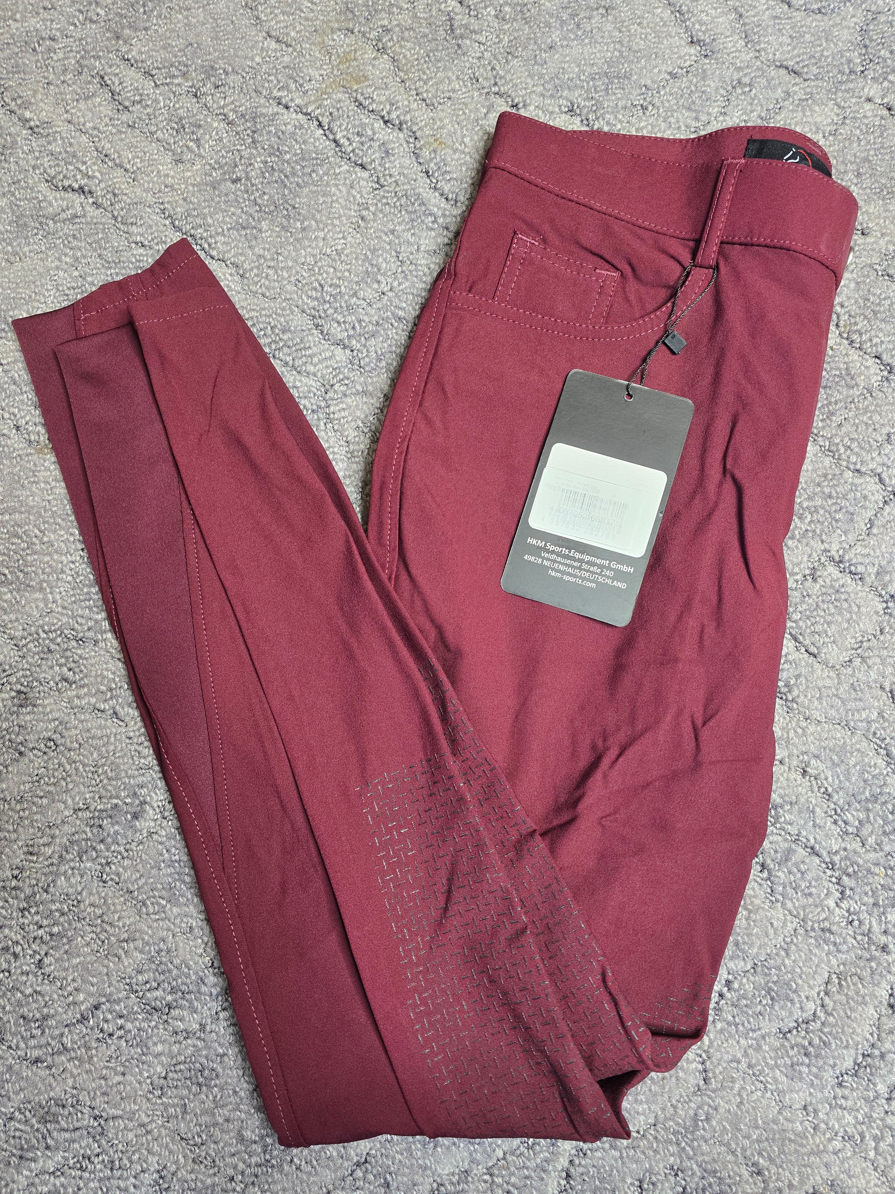 Bryczesy bordowe lej silikon kolanowy