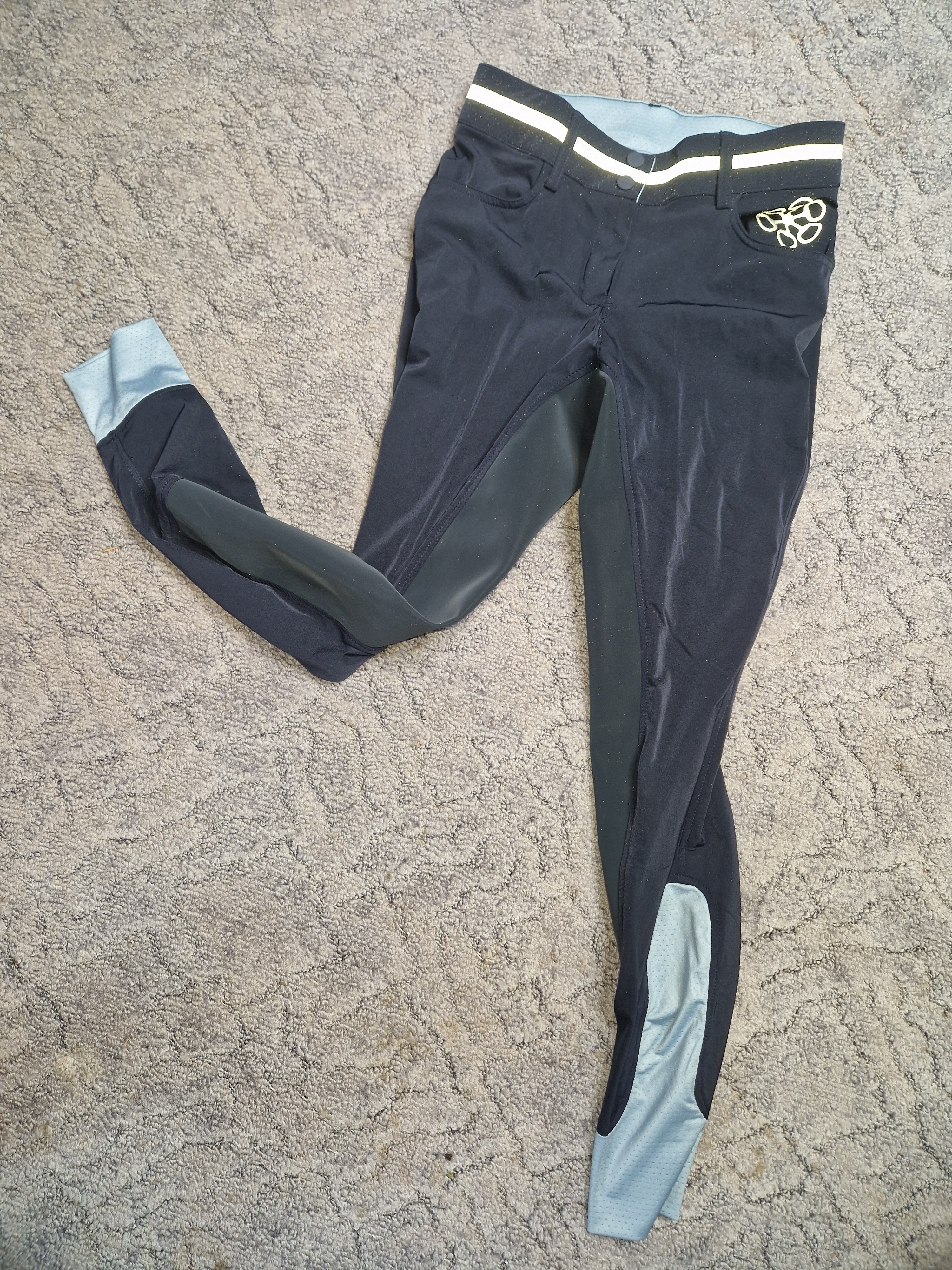 Bryczesy granatowe pełny lej ocieplany 36 ( s )